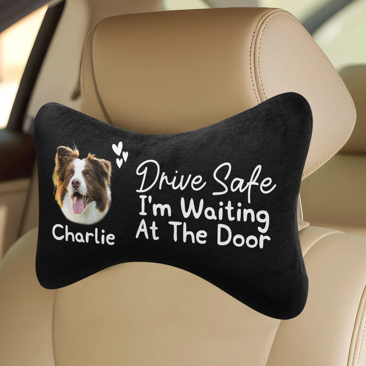 Drive Safe I'm Waiting At The Door - Personalized Car Headrest Pillow - Image 3