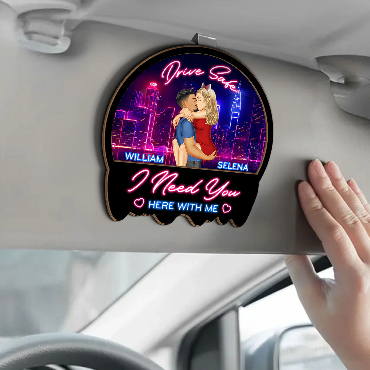 Drive Safe I Need You Here With Me - Personalized Car Visor Clip - Image 3
