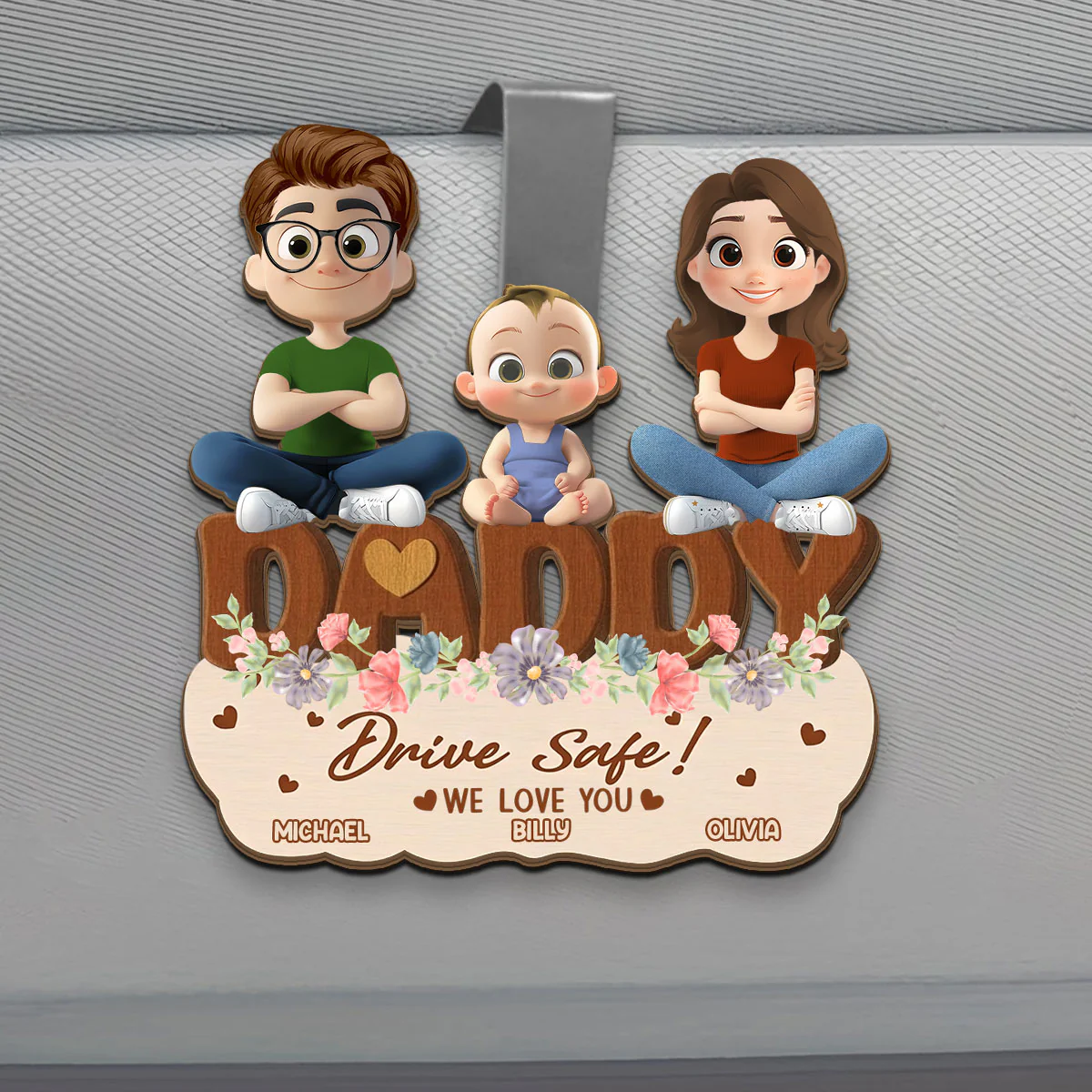 Drive Safe We Love You  - Personalized Car Visor Clip
