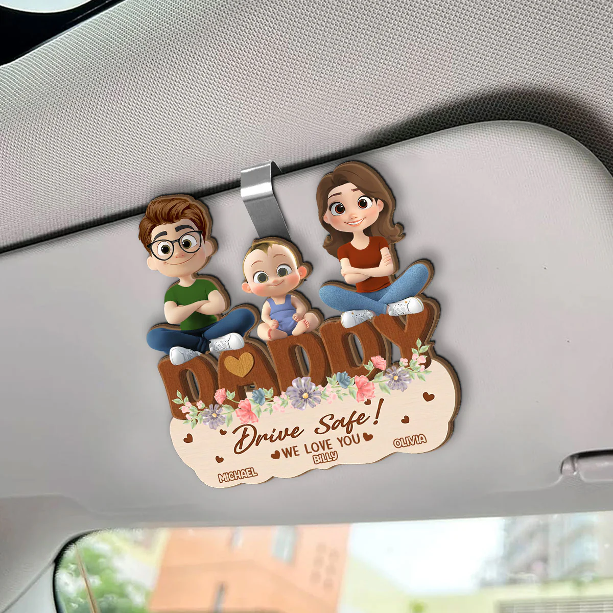 Drive Safe We Love You  - Personalized Car Visor Clip - Image 2