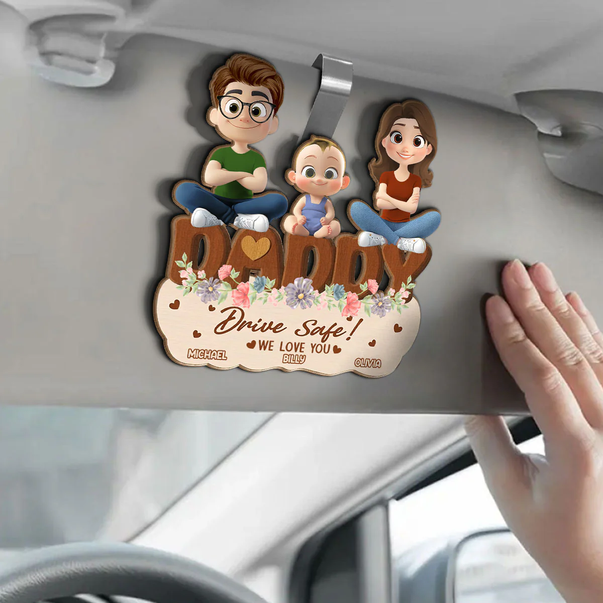 Drive Safe We Love You  - Personalized Car Visor Clip - Image 3