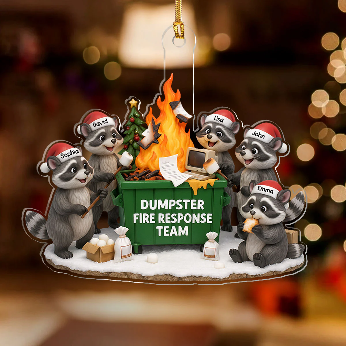 Dumpster Fire Crew - Personalized 1-Layer Acrylic Ornament - Image 2
