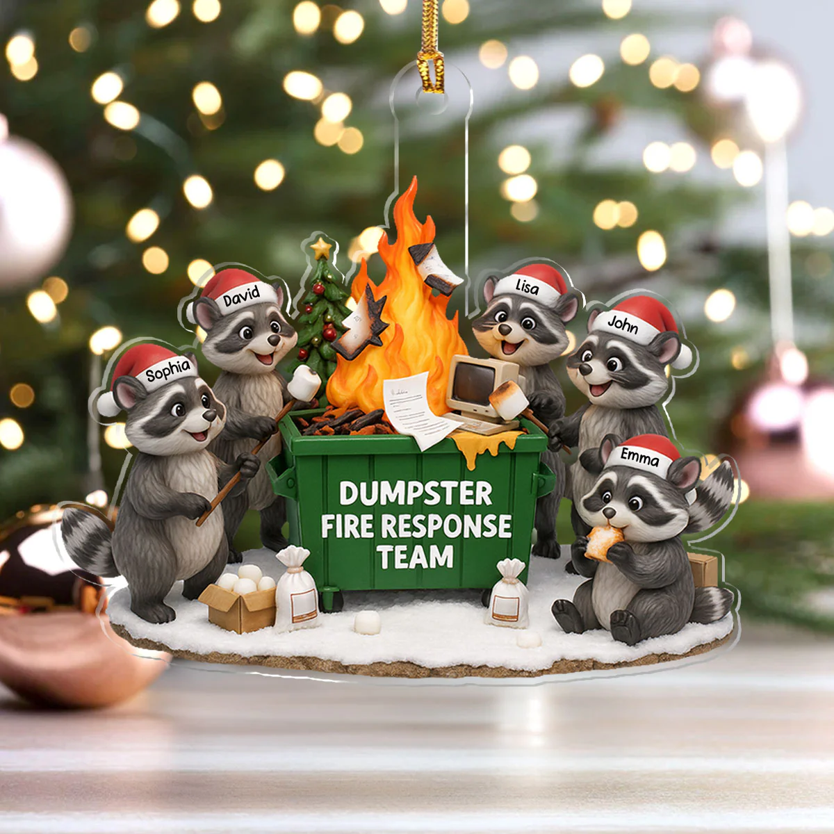 Dumpster Fire Crew - Personalized 1-Layer Acrylic Ornament - Image 4
