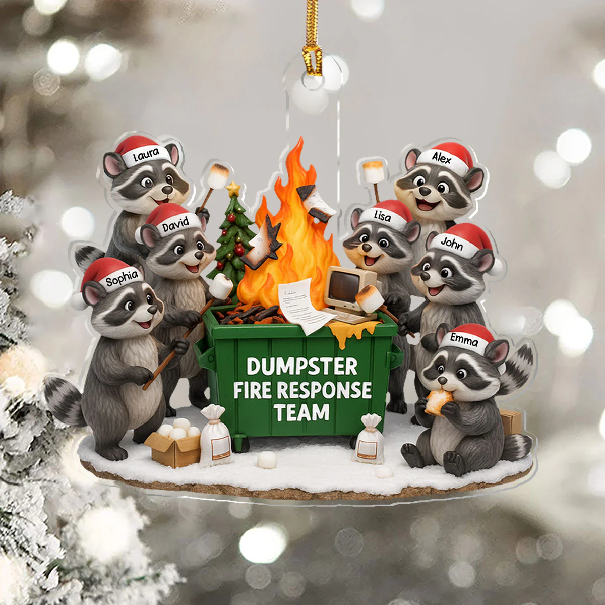 Dumpster Fire Crew - Personalized 1-Layer Acrylic Ornament - Image 5