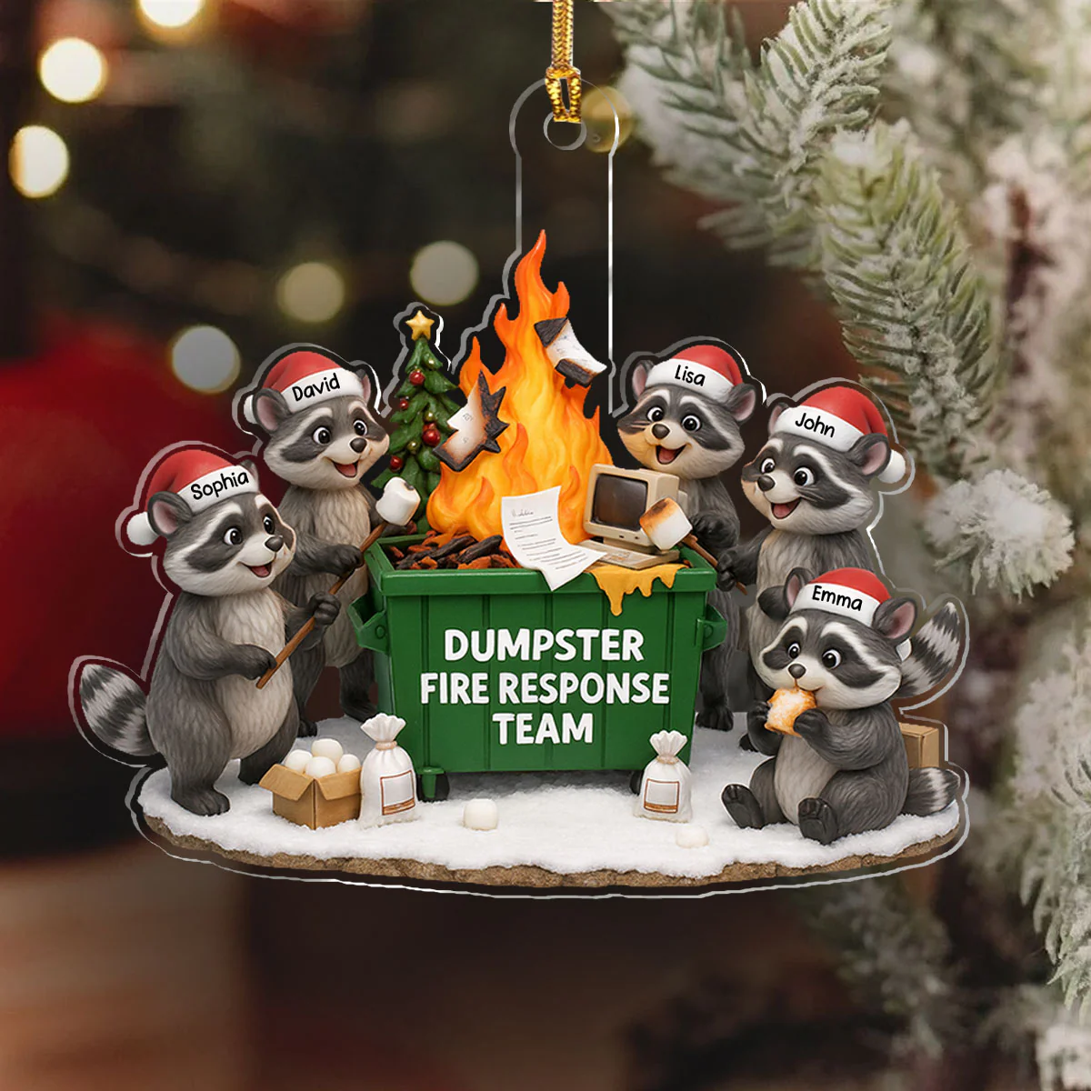 Dumpster Fire Crew - Personalized 1-Layer Acrylic Ornament - Image 6