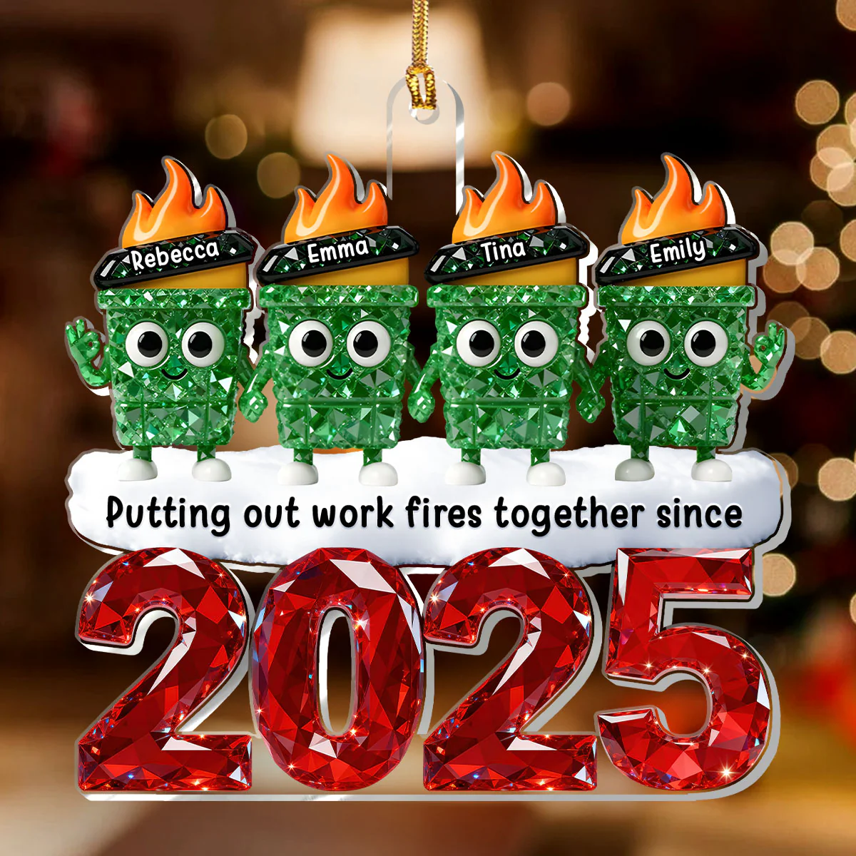 Dumpster Fires In Office Scene - Personalized 1-Layer Acrylic Ornament - Image 2