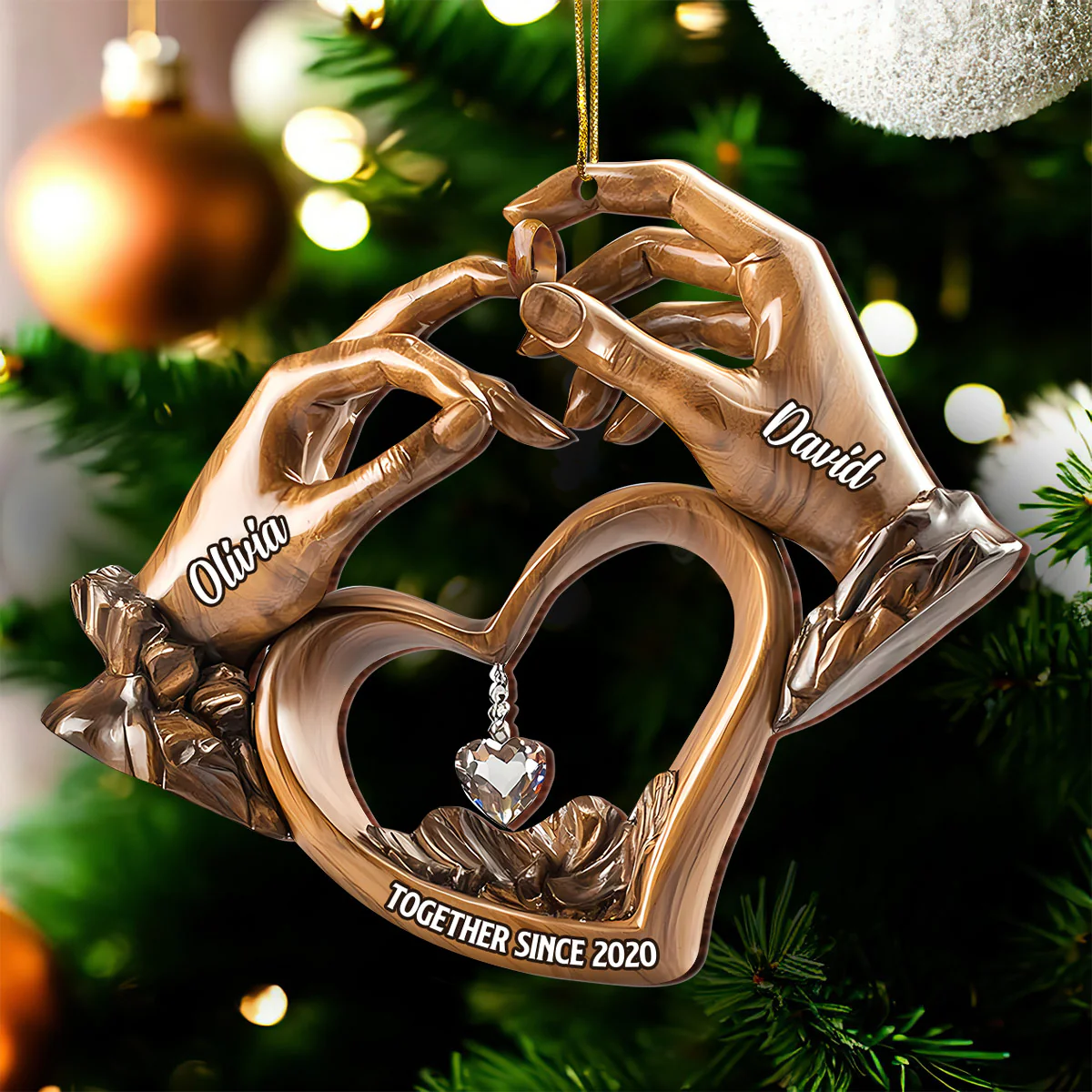 Engagement Wedding Anniversary - Personalized Custom Shape Wood Ornament Cutout & Print - Image 3