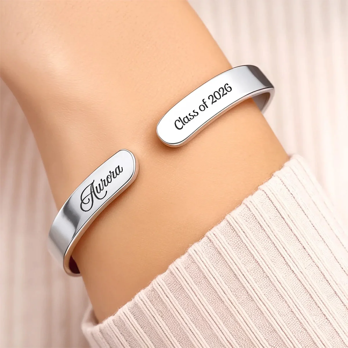 Enjoy The Ride And Never Forget Your Way Back Home - Personalized Cuff Bangle Bracelet With Box - Image 4