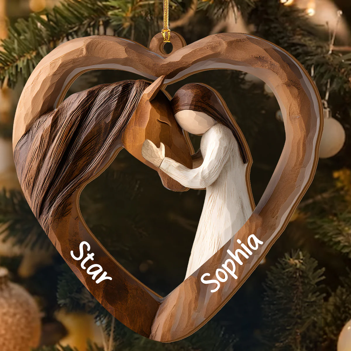 Equestrian Bond - Personalized Wood Ornament Cutout & Print 1 Side - Image 3