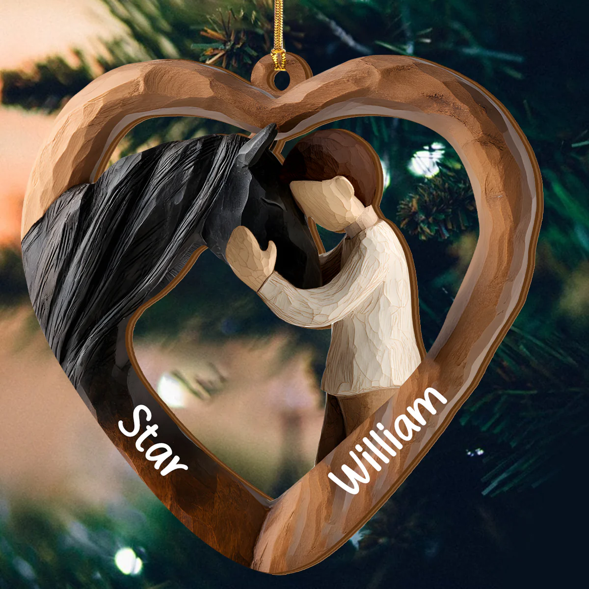 Equestrian Bond - Personalized Wood Ornament Cutout & Print 1 Side - Image 4