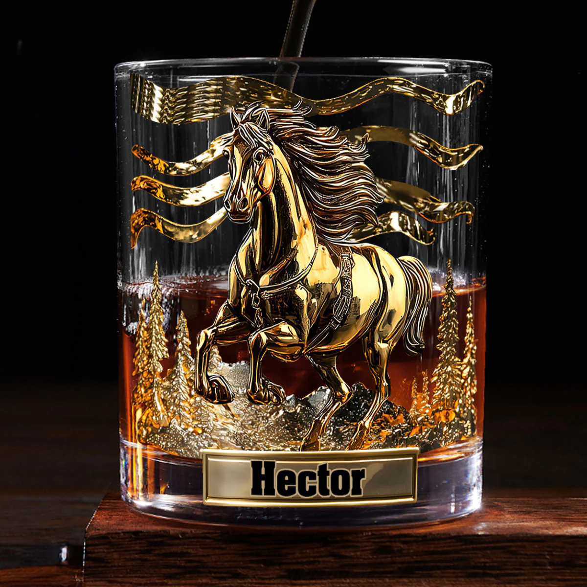 Equestrian Spirit - Personalized Round Whiskey Glass