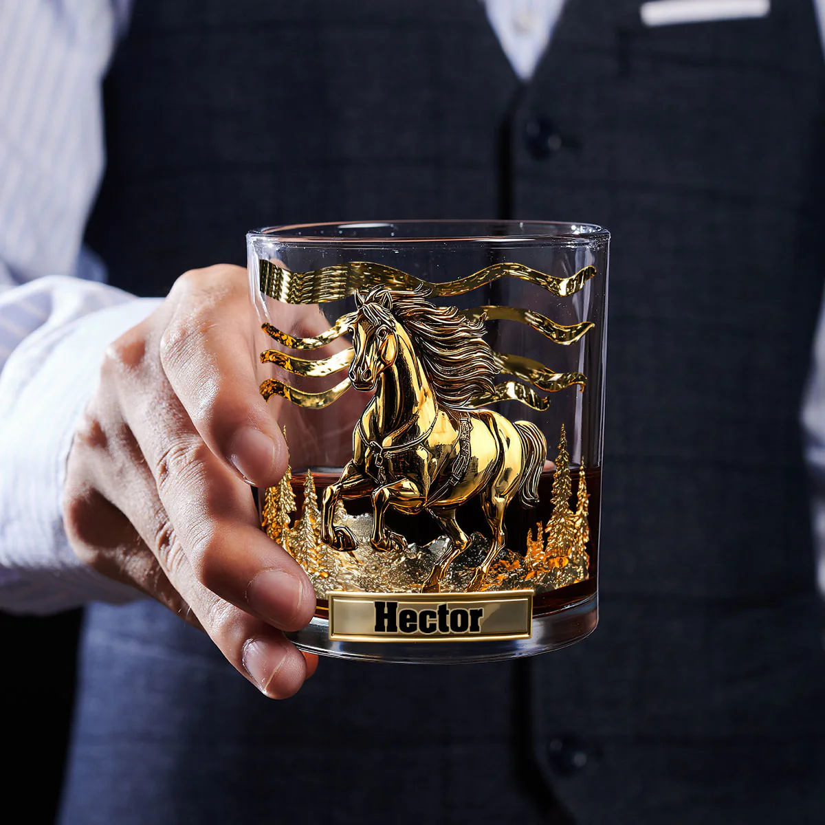 Equestrian Spirit - Personalized Round Whiskey Glass - Image 4
