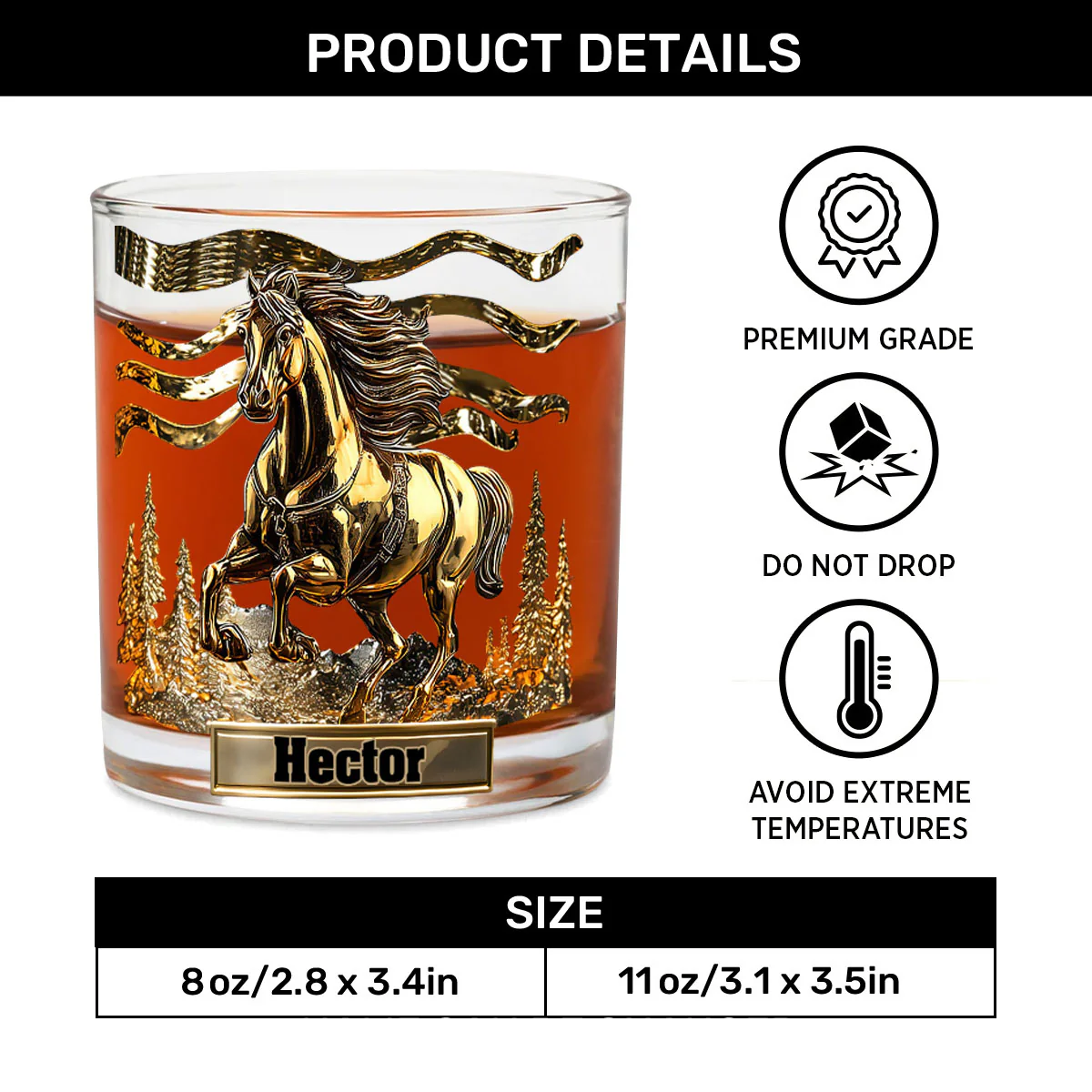 Equestrian Spirit - Personalized Round Whiskey Glass - Image 6
