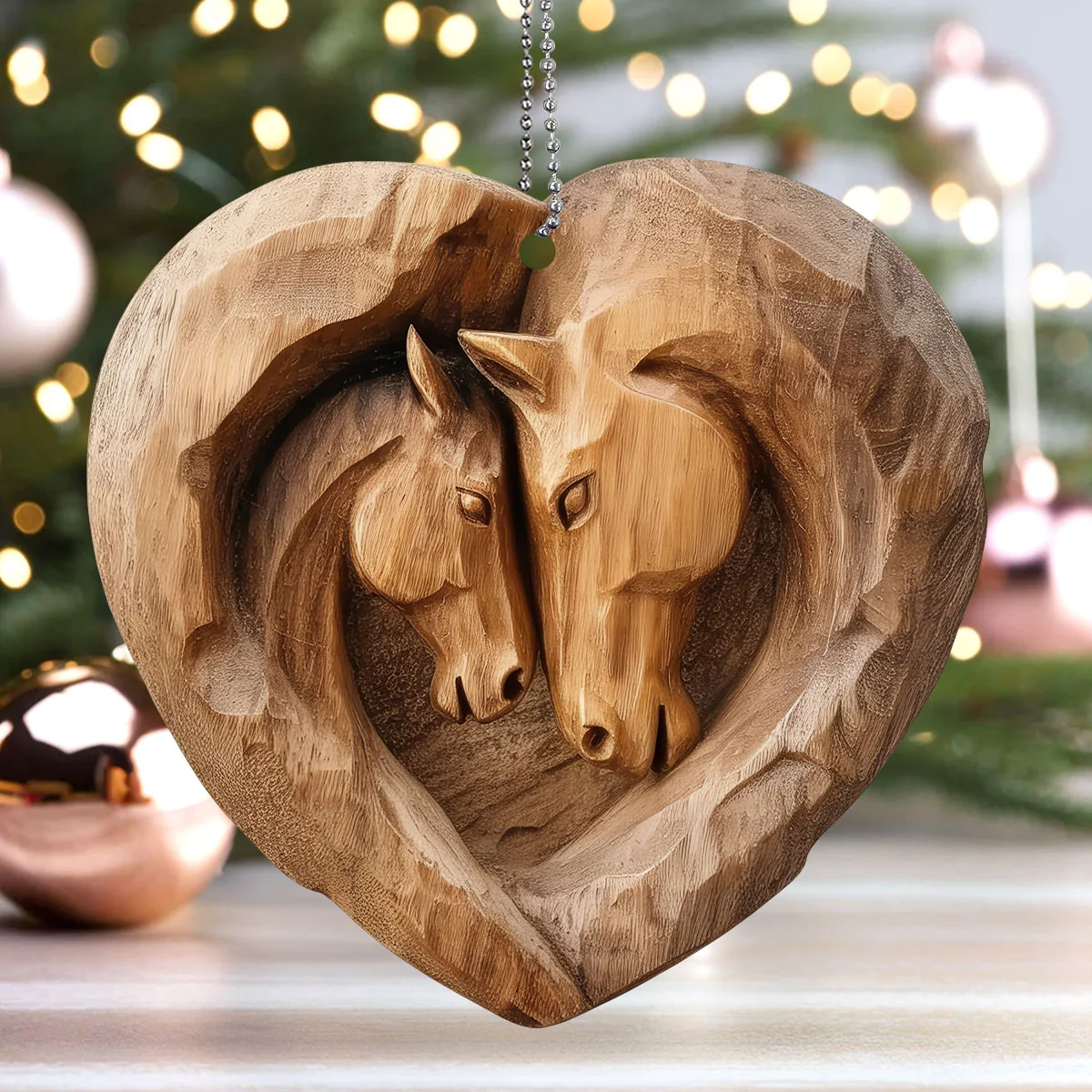 Equine Heart Embrace -  1-Layer Acrylic Ornament - Image 5