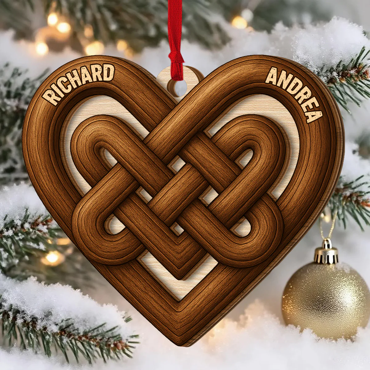 Eternal Bonds - Personalized 2-Layered Wooden Ornament - Image 2
