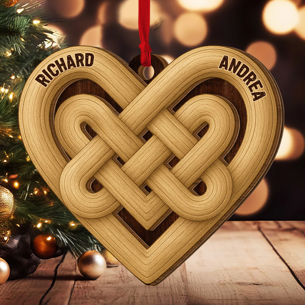 Eternal Bonds - Personalized 2-Layered Wooden Ornament - Image 6