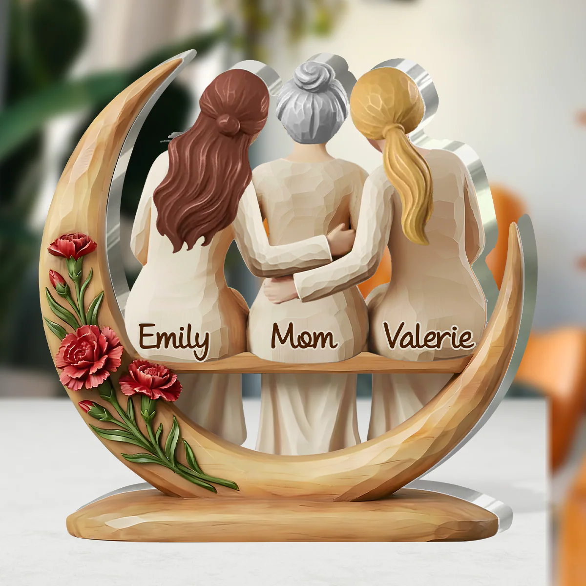Eternal Crescent Embrace - Personalized Custom Shaped Acrylic Plaque - Image 3