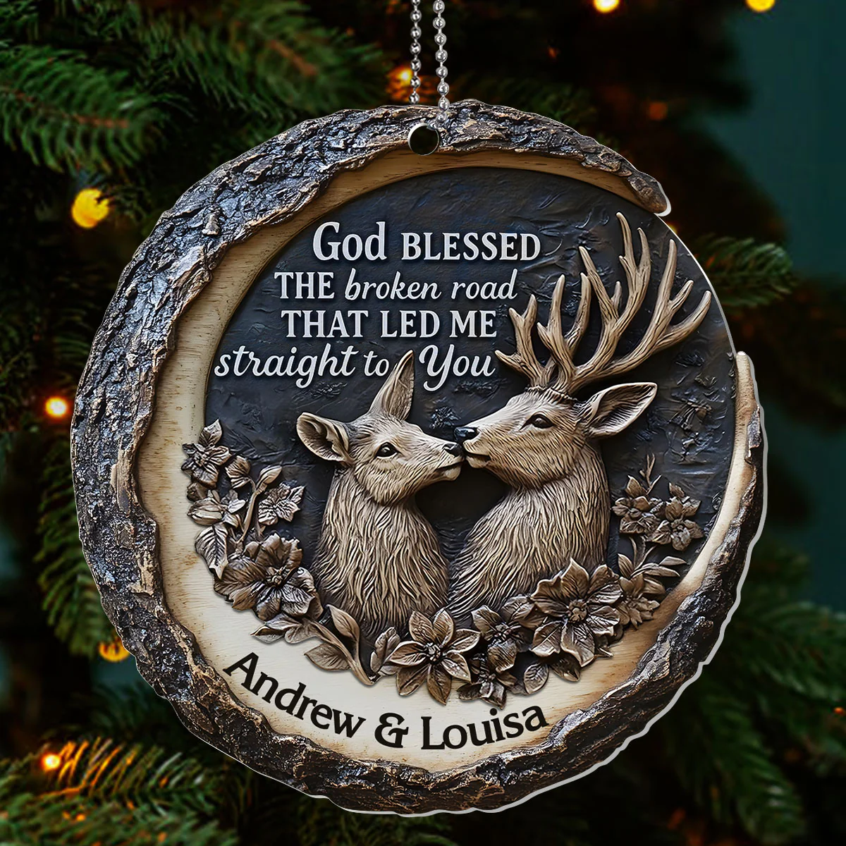 Eternal Deer Love - Personalized 1-Layer Acrylic Ornament - Image 3