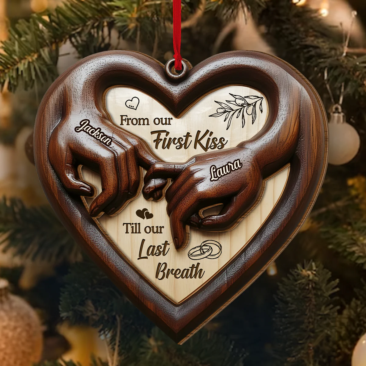 Eternal Love - Personalized 2-Layered Wooden Ornament - Image 4