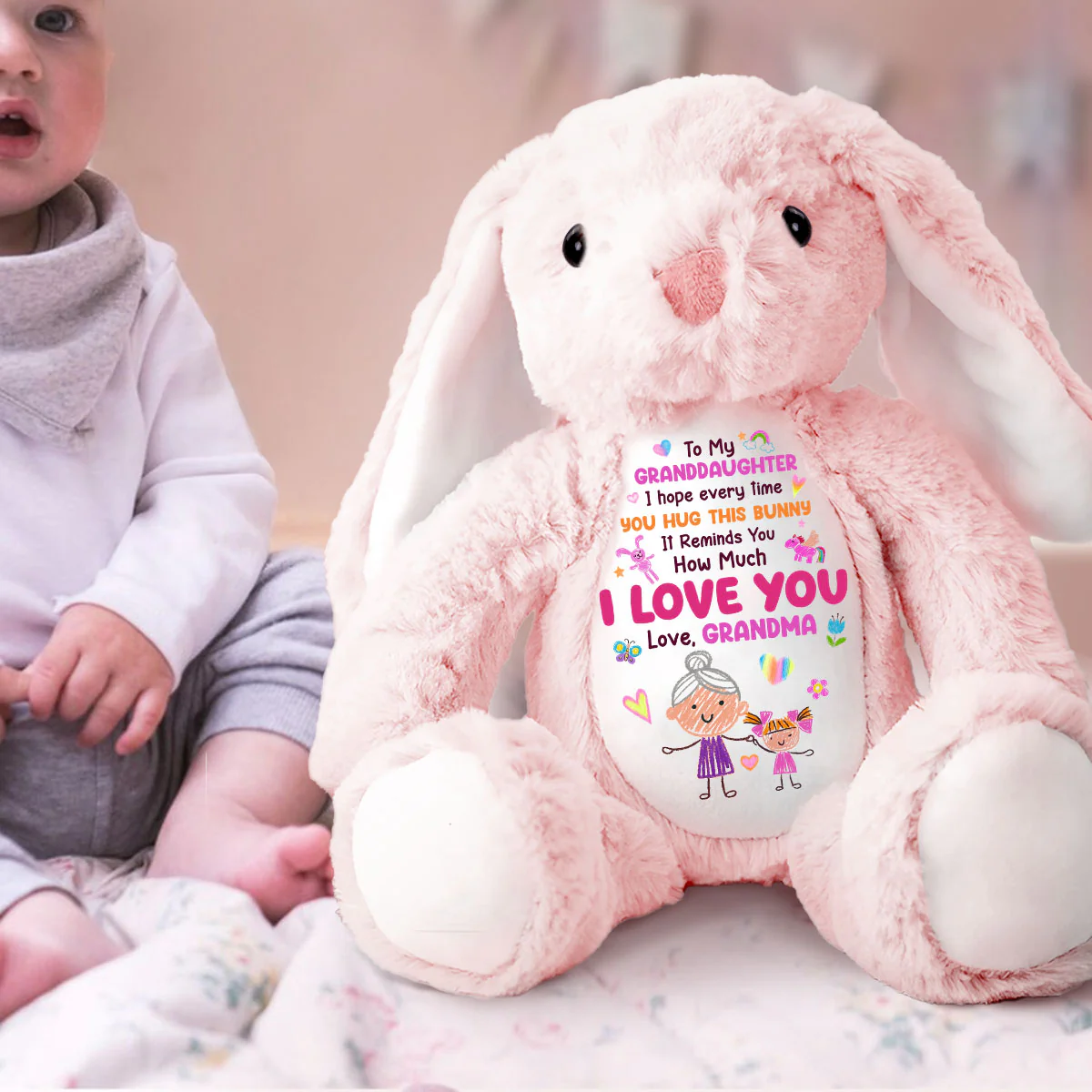 Every Hug, My Love Stays With You - Personalized Stuffed Bunny - Image 2