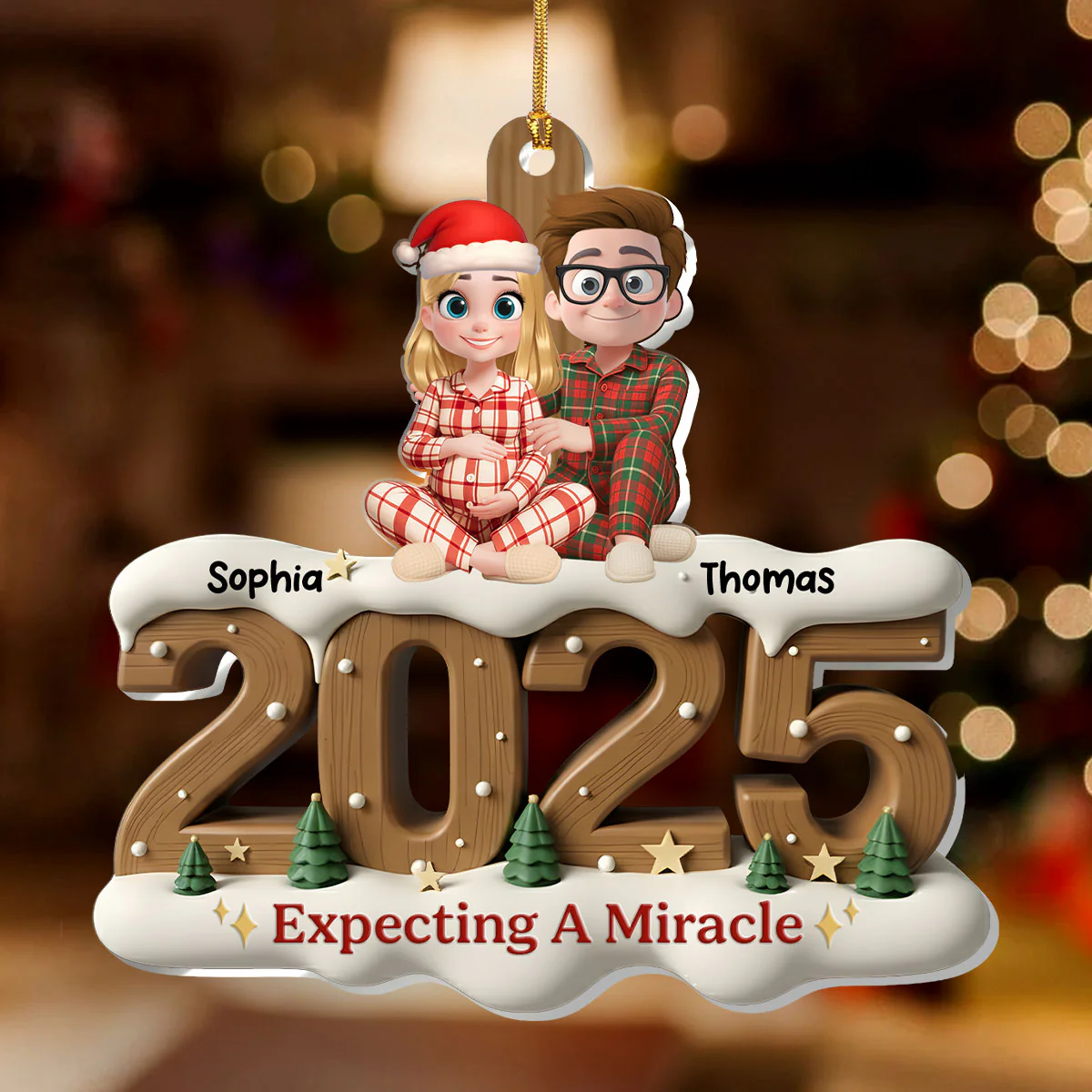Expecting A Miracle - Personalized 1-Layer Acrylic Ornament - Image 3