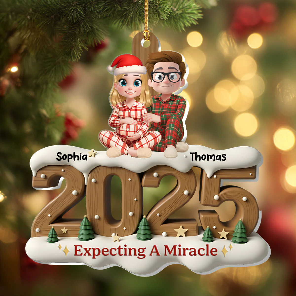 Expecting A Miracle - Personalized 1-Layer Acrylic Ornament - Image 5