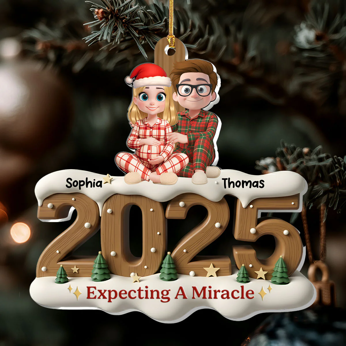 Expecting A Miracle - Personalized 1-Layer Acrylic Ornament - Image 7