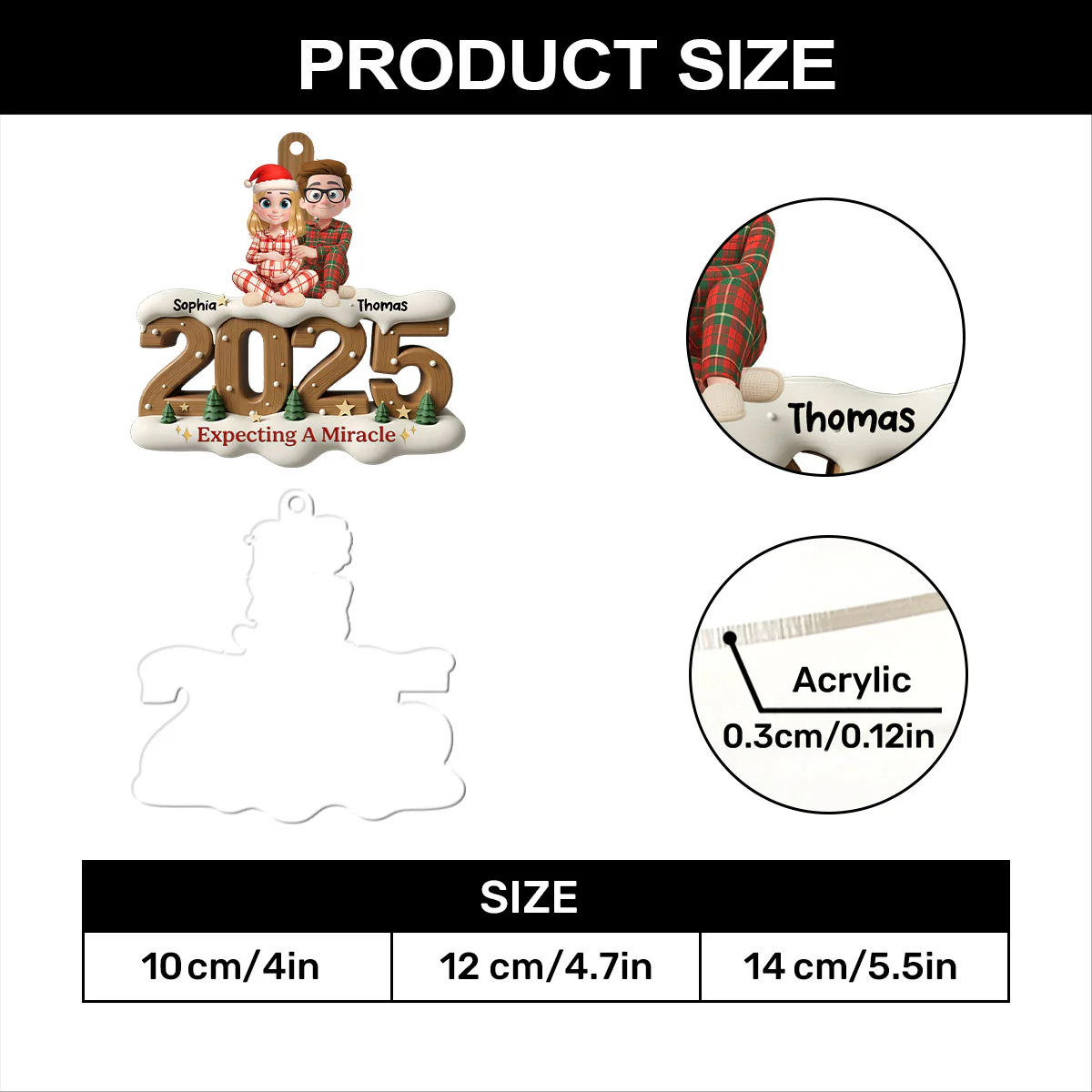 Expecting A Miracle - Personalized 1-Layer Acrylic Ornament - Image 8