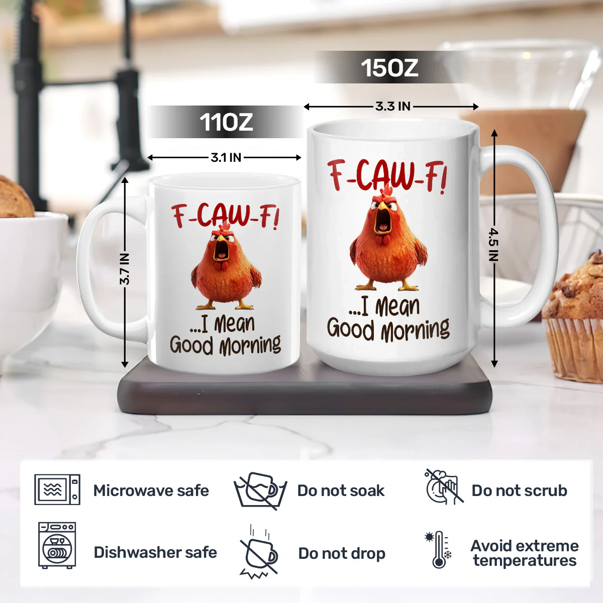 F Caw F I Mean Good Morning - Personalized Ceramic Coffee Mug - Image 6