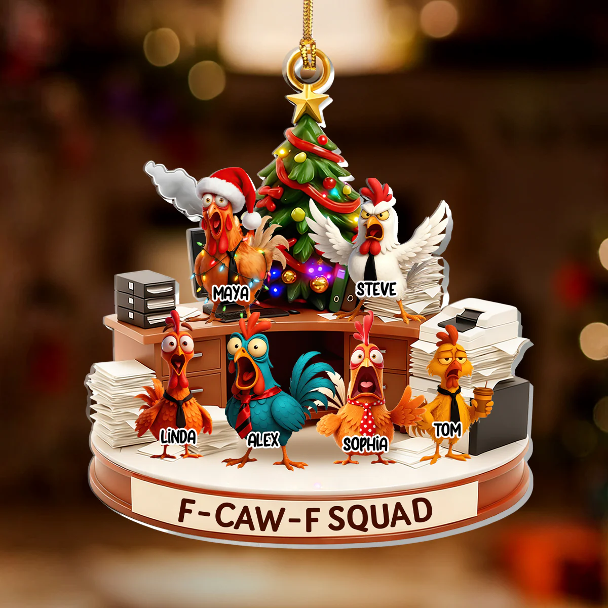 F-Caw-F Squad - Personalized 1-Layer Acrylic Ornament - Image 2