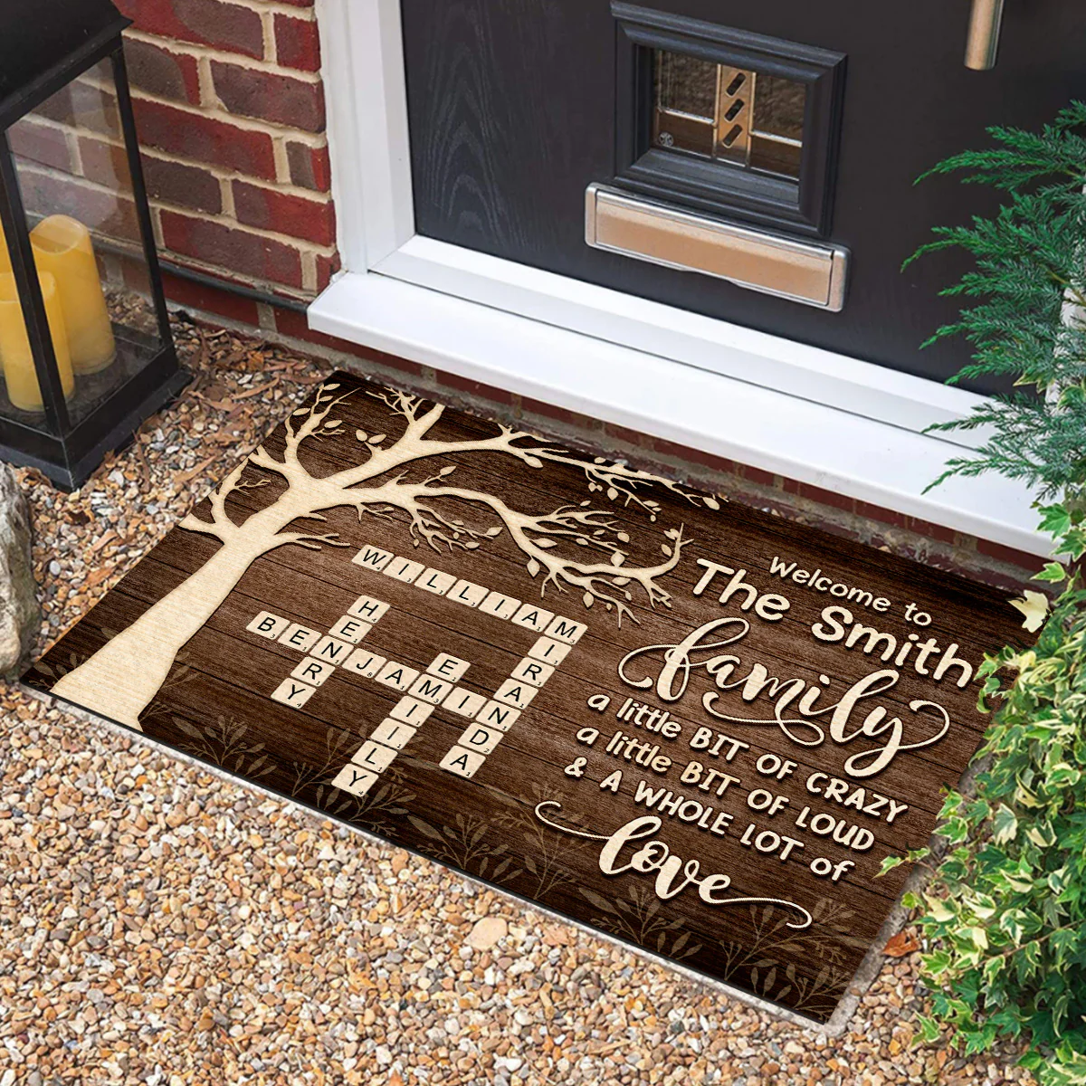Family A Little Bit Of Crazy Loud And A Whole Lot Of Love - Personalized Doormat