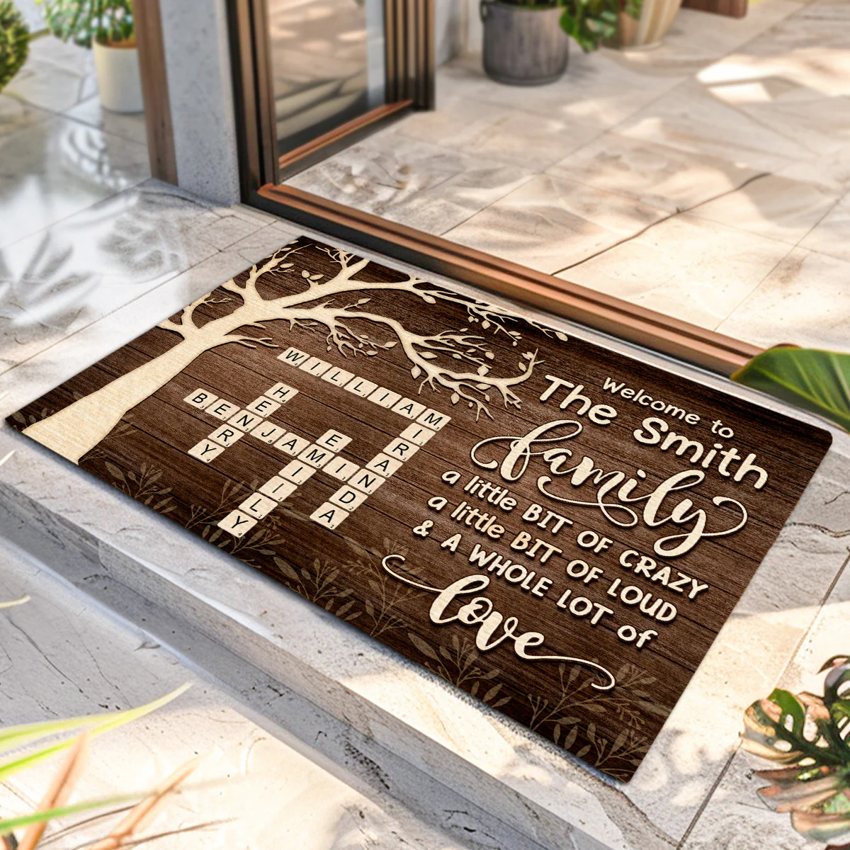 Family A Little Bit Of Crazy Loud And A Whole Lot Of Love - Personalized Doormat - Image 2