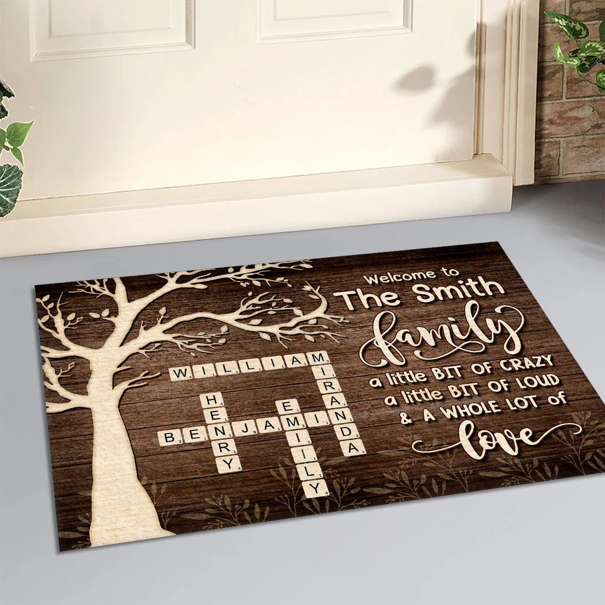 Family A Little Bit Of Crazy Loud And A Whole Lot Of Love - Personalized Doormat - Image 3