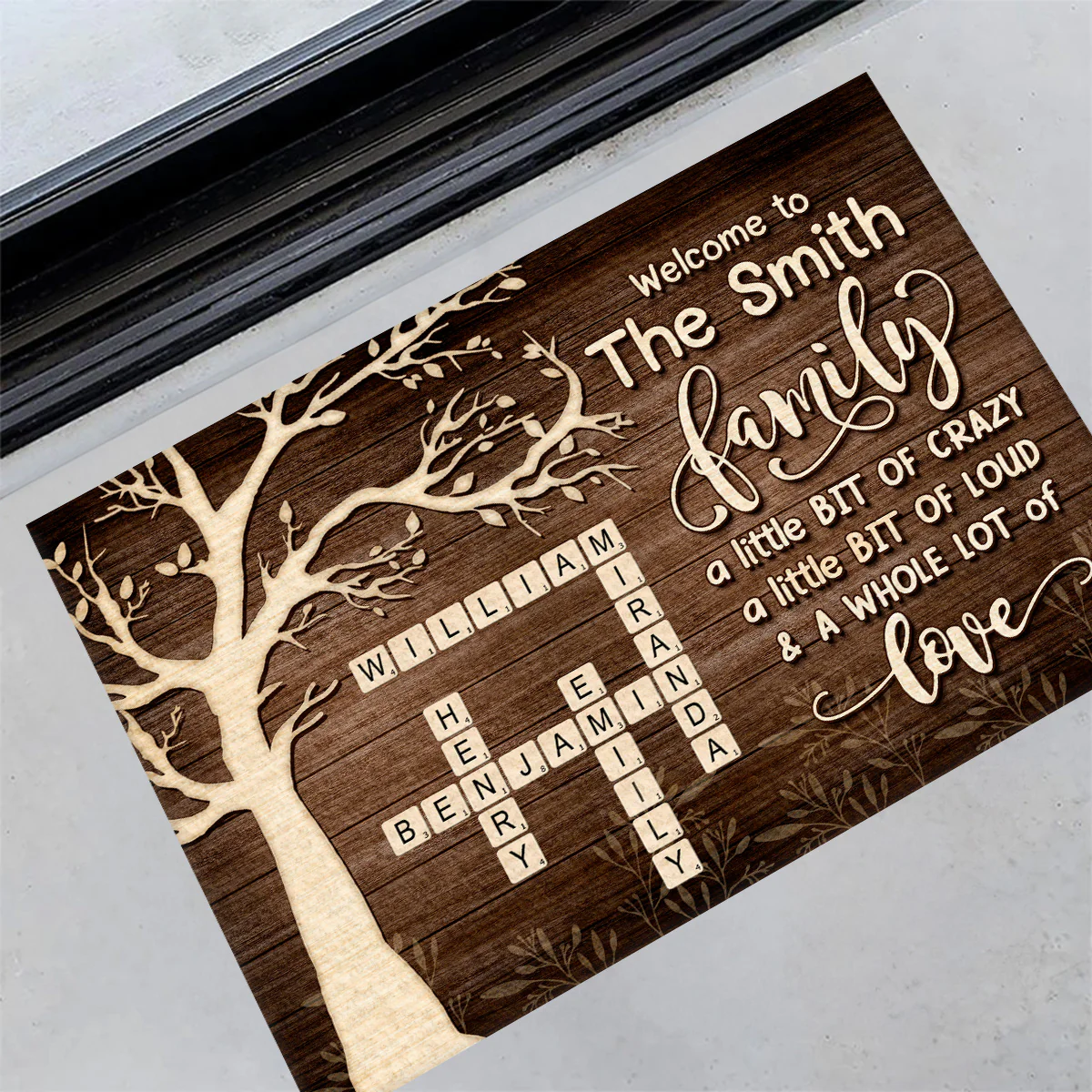 Family A Little Bit Of Crazy Loud And A Whole Lot Of Love - Personalized Doormat - Image 4