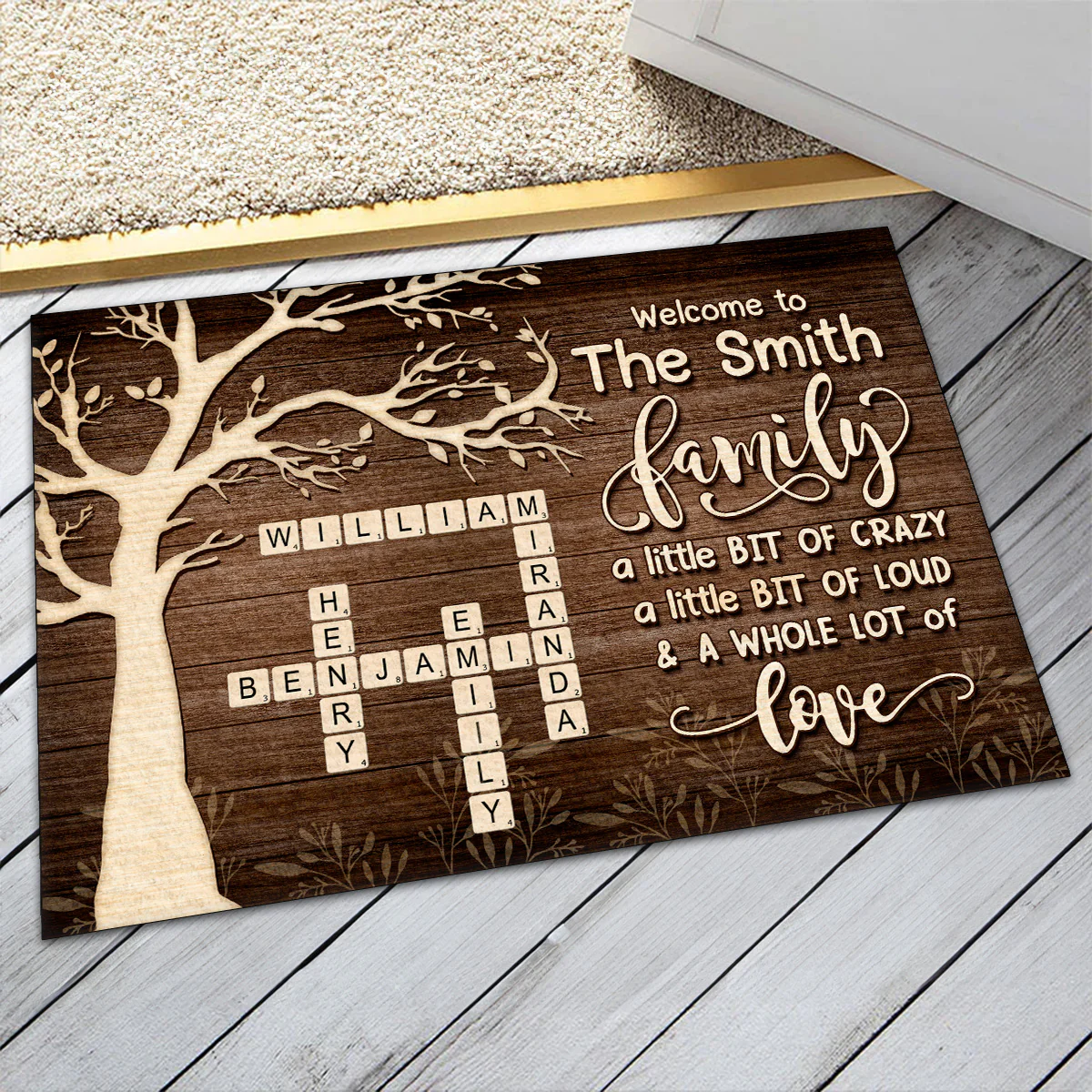 Family A Little Bit Of Crazy Loud And A Whole Lot Of Love - Personalized Doormat - Image 6