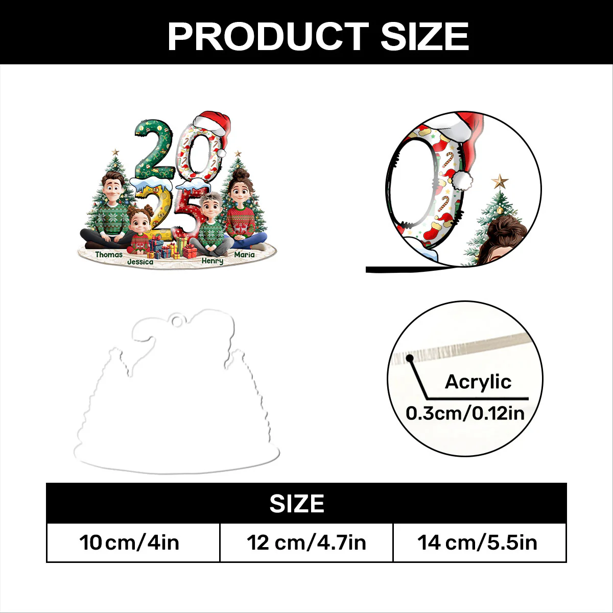 Family Christmas Joy - Personalized 1-Layer Acrylic Ornament - Image 7