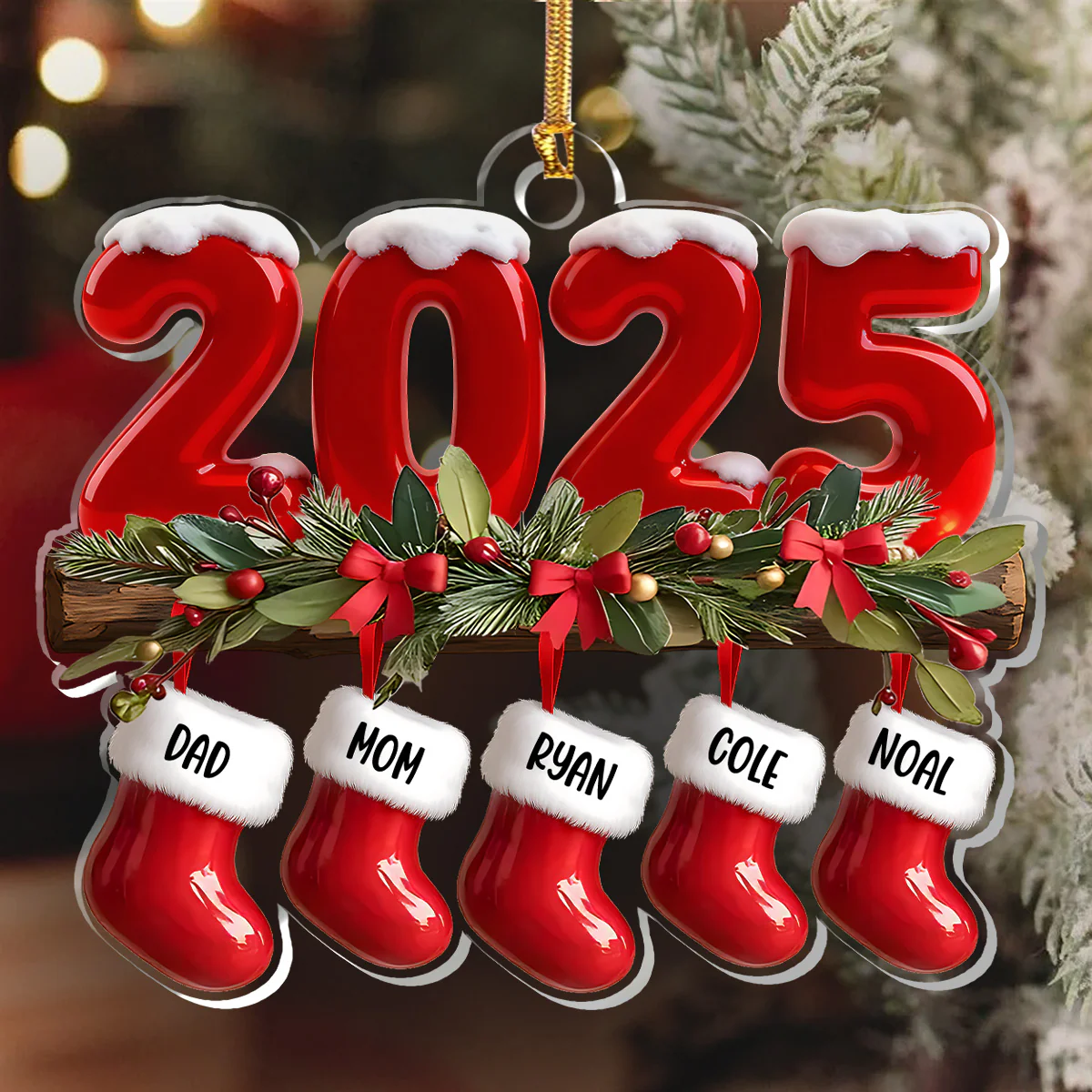 Family Christmas - Personalized 1-Layer Acrylic Ornament - Image 6