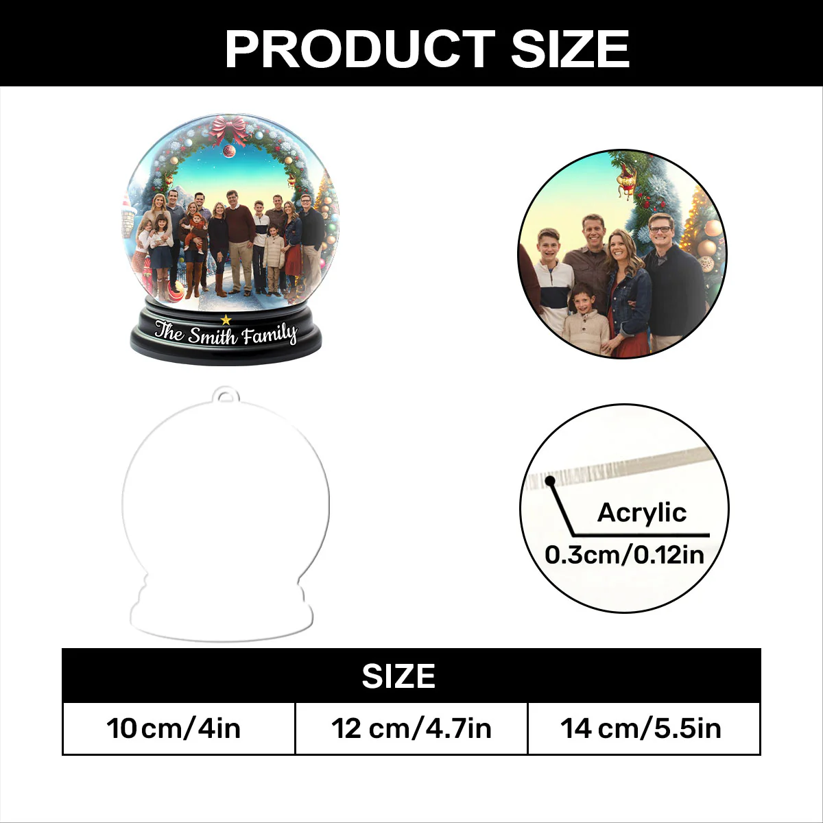 Family Christmas Scene Upload Photo  - Personalized 1-Layer Acrylic Ornament - Image 7
