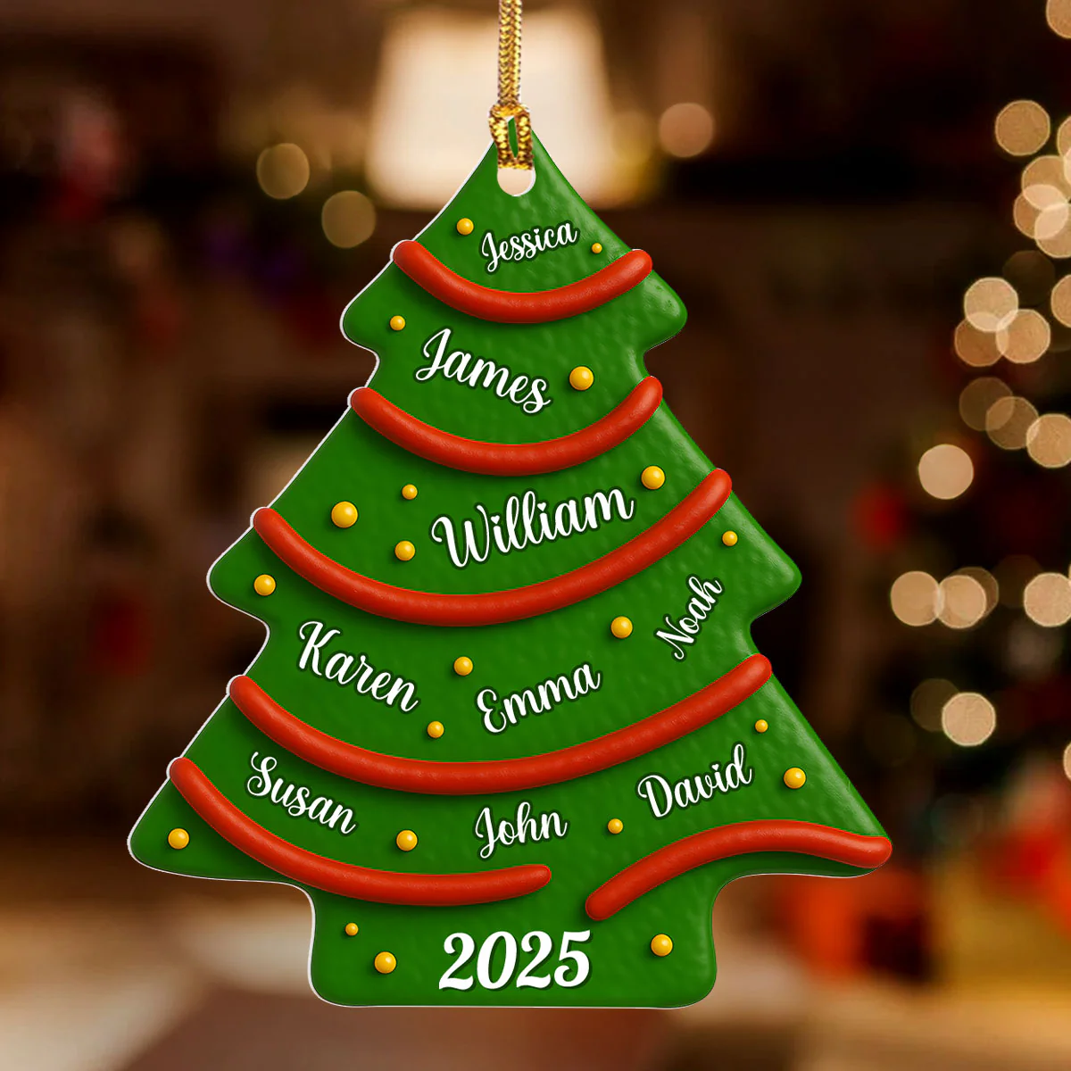 Christmas Tree Cake - Personalized 1-Layer Acrylic Ornament - Image 2