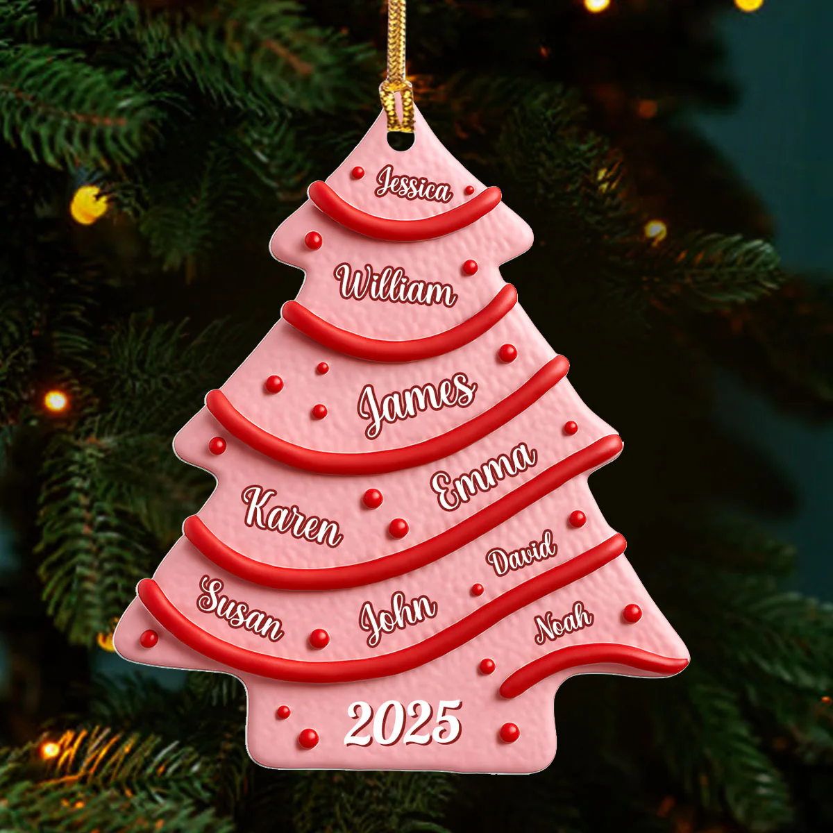Christmas Tree Cake - Personalized 1-Layer Acrylic Ornament - Image 3