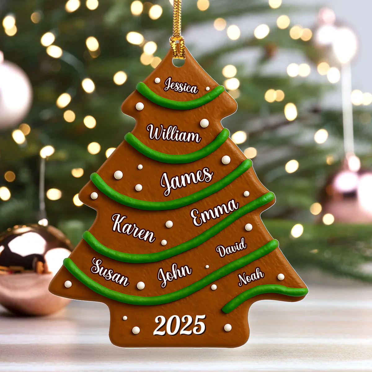 Christmas Tree Cake - Personalized 1-Layer Acrylic Ornament - Image 4
