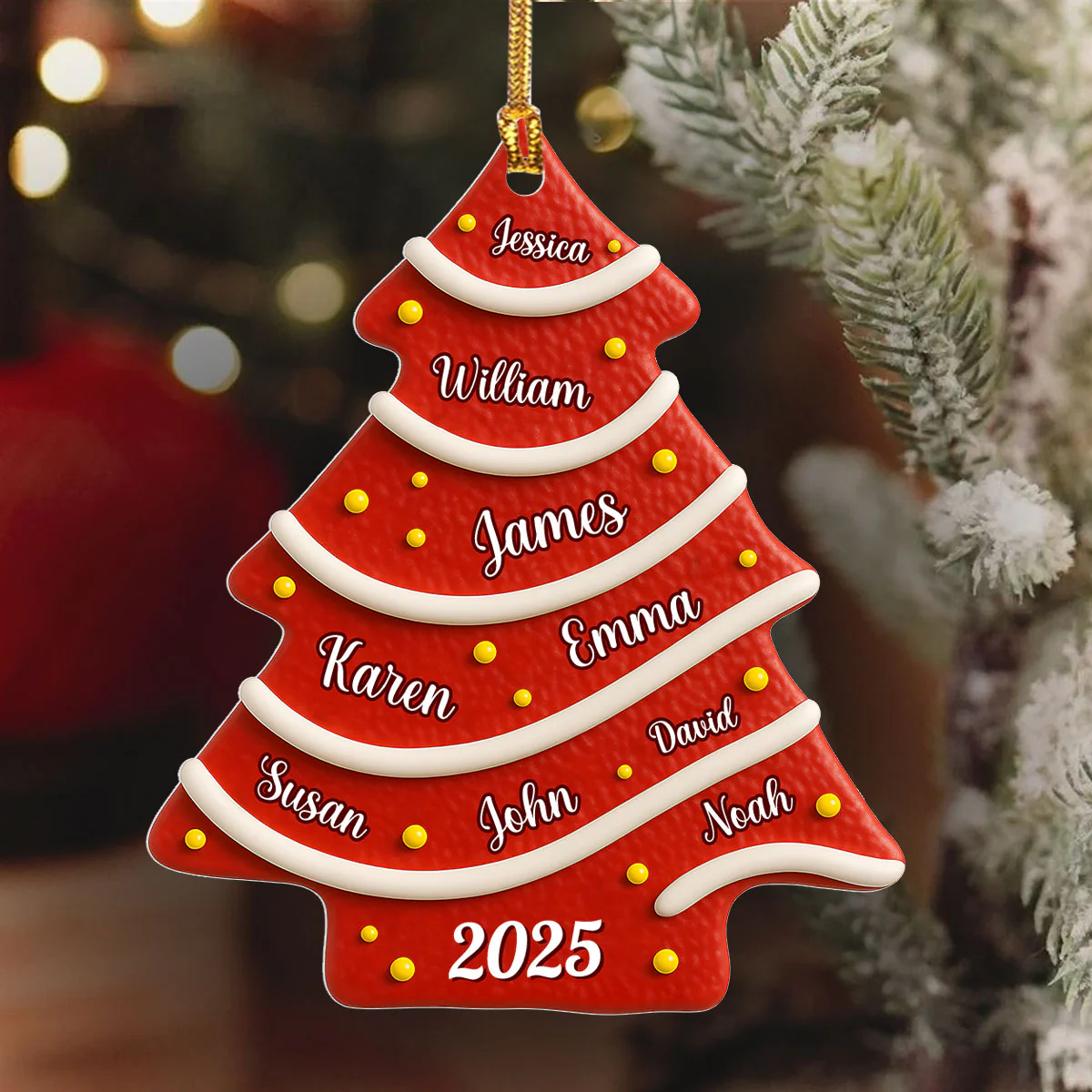 Christmas Tree Cake - Personalized 1-Layer Acrylic Ornament - Image 6
