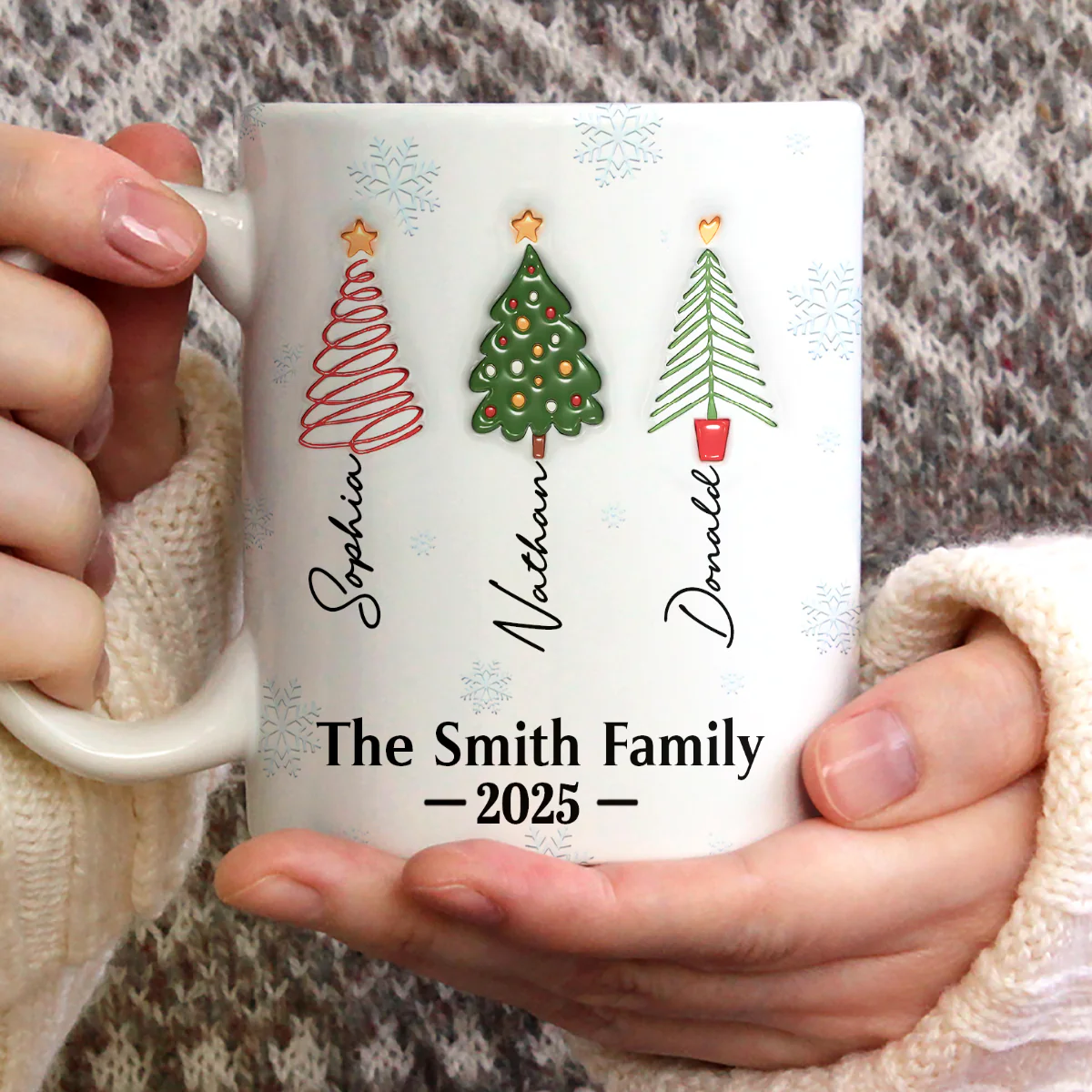 Family Christmas Tree Names - Personalized Ceramic Coffee Mug