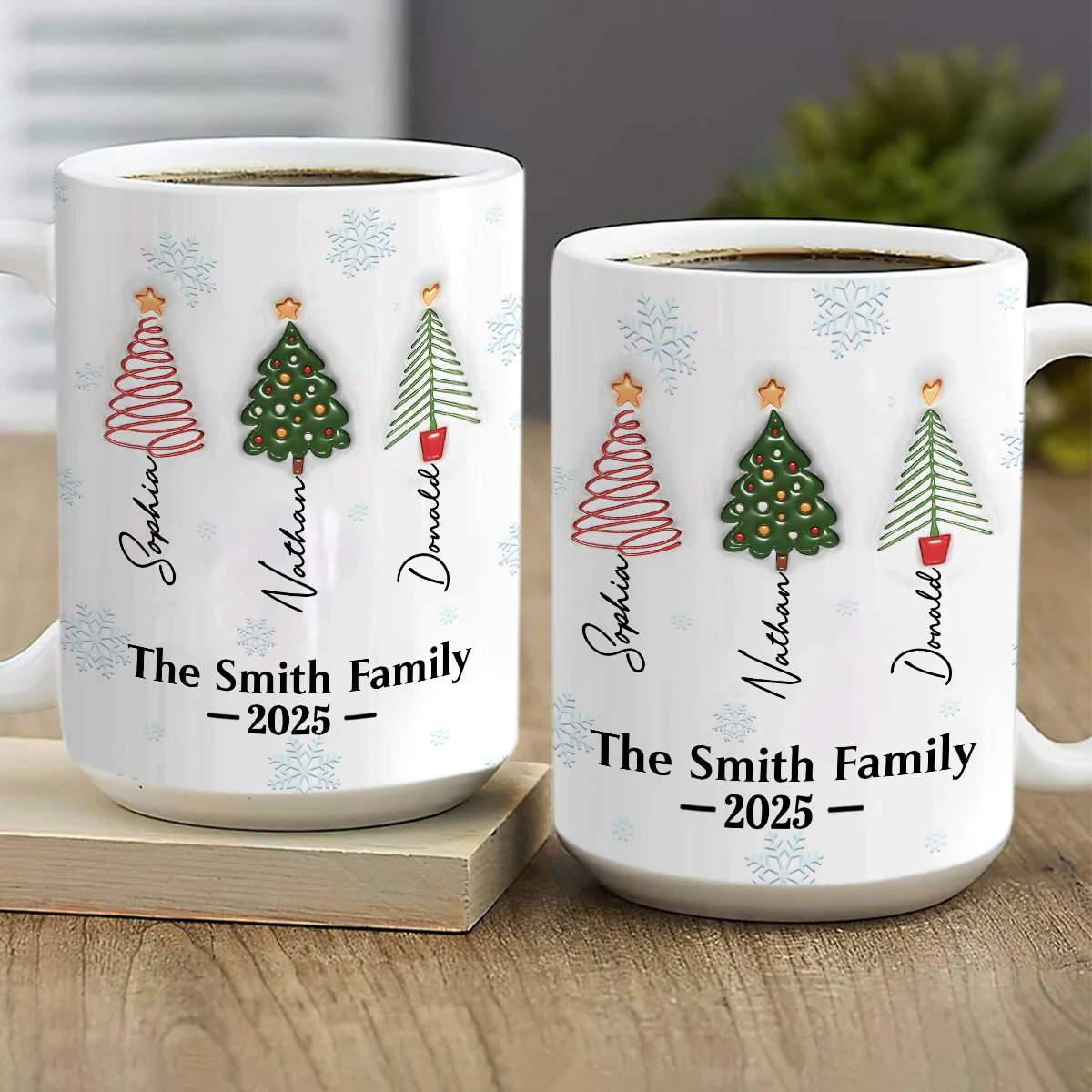 Family Christmas Tree Names - Personalized Ceramic Coffee Mug - Image 3