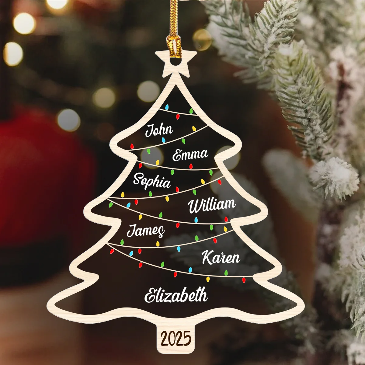 Merry Christmas Tree - Personalized 1-Layer Acrylic Ornament - Image 4