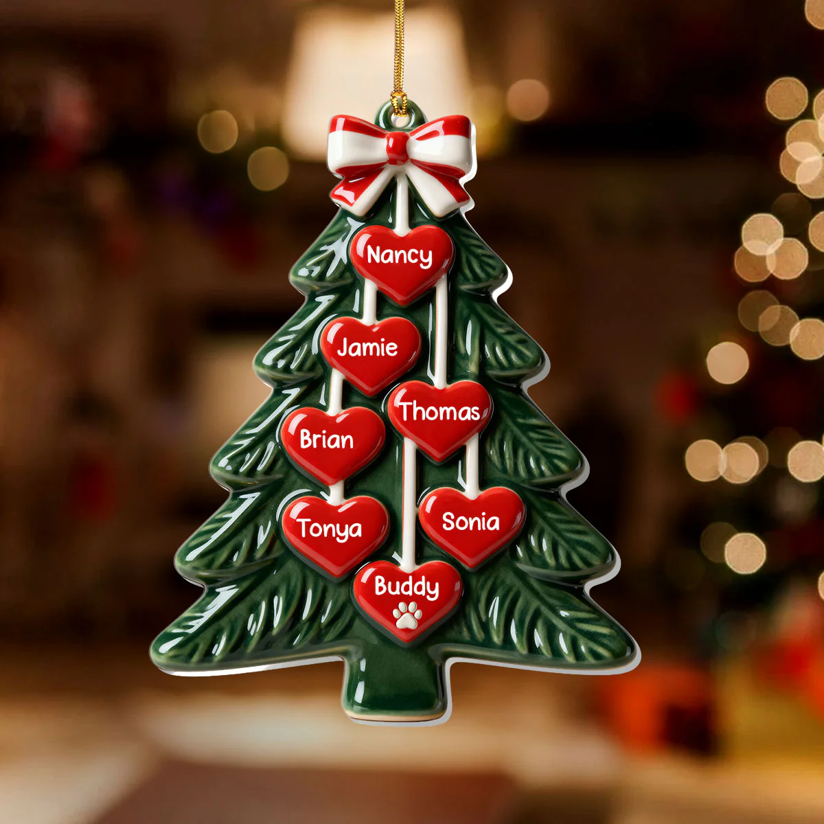 Family Christmas Tree - Personalized 1-Layer Acrylic Ornament - Image 2