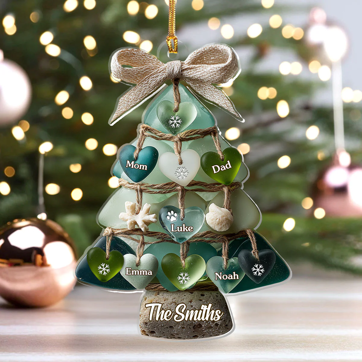 Family Christmas Tree - Personalized 1-Layer Acrylic Ornament - Image 4