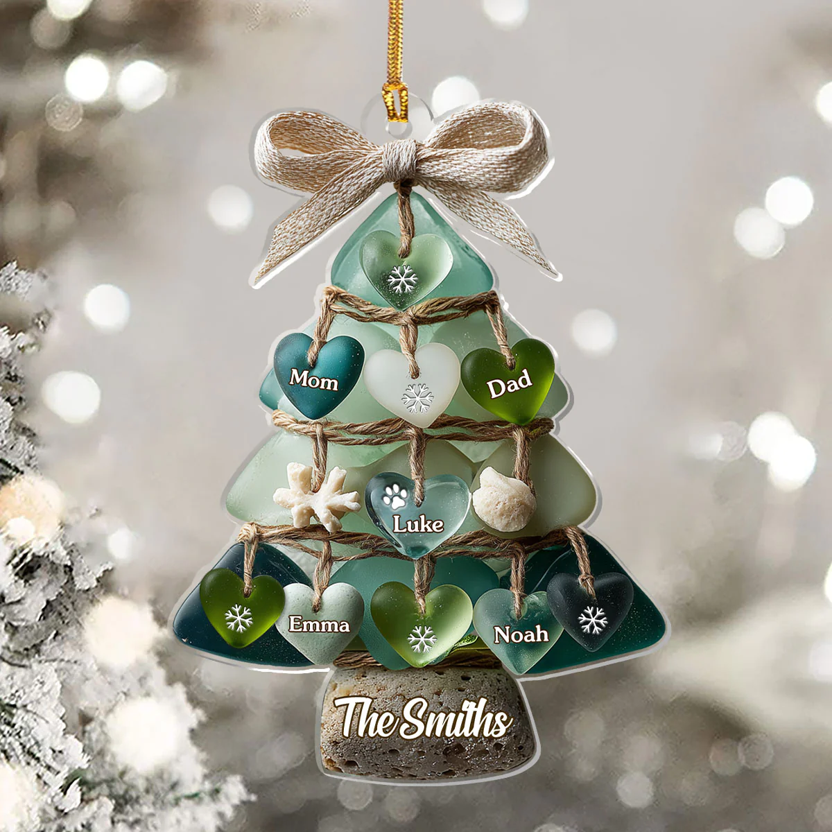 Family Christmas Tree - Personalized 1-Layer Acrylic Ornament - Image 5