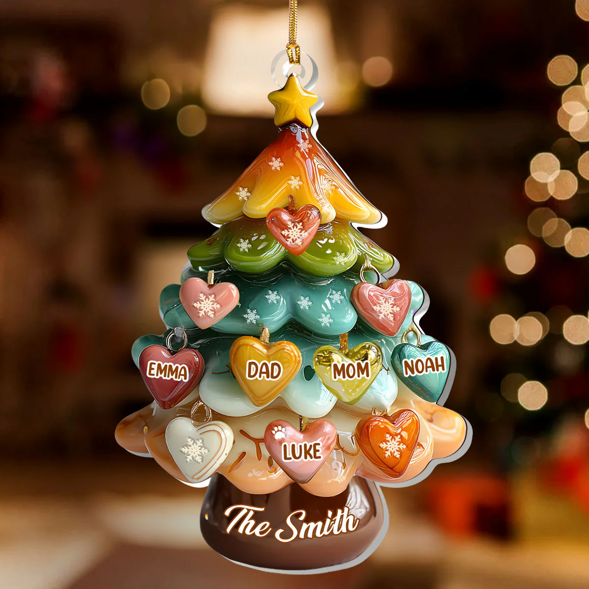 Family Christmas Tree - Personalized 1-Layer Acrylic Ornament - Image 2