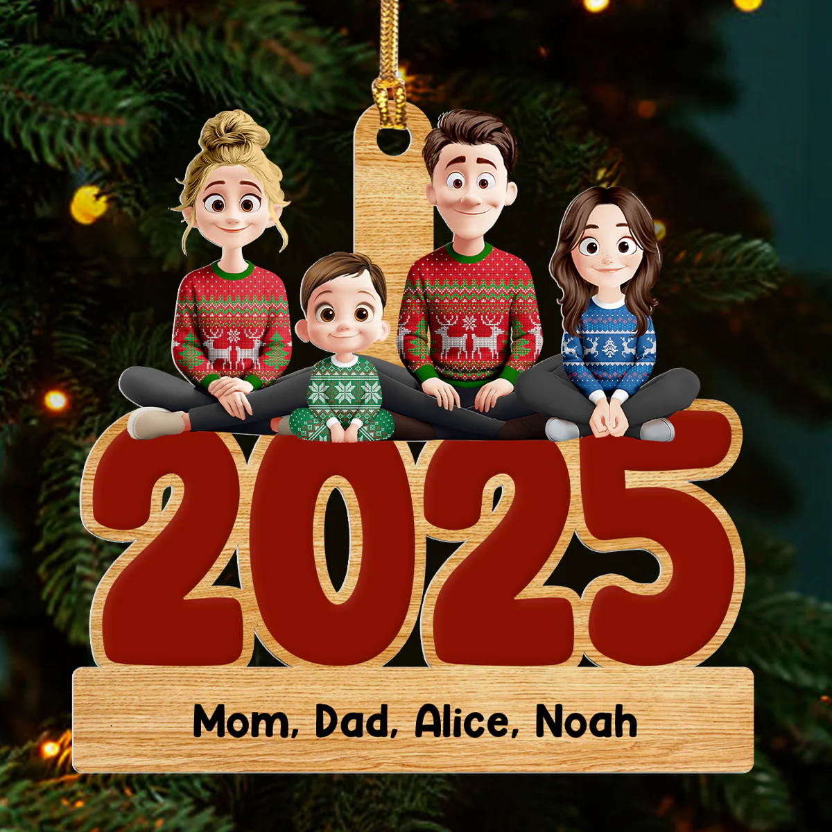 Family Christmas Year - Personalized 1-Layer Acrylic Ornament - Image 3